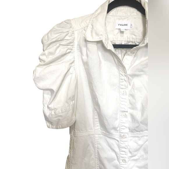 FRAME | White Denim Shirt Dress | Size Small - Picture 4 of 11